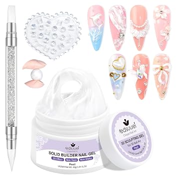 Pearl 3D Nail Gel LEDSUUEI 30g Solid Nail Glue Gel Non-Sticky Molding Gels for Nails White Sculpting U V LED Soak Off Gels for Carving
