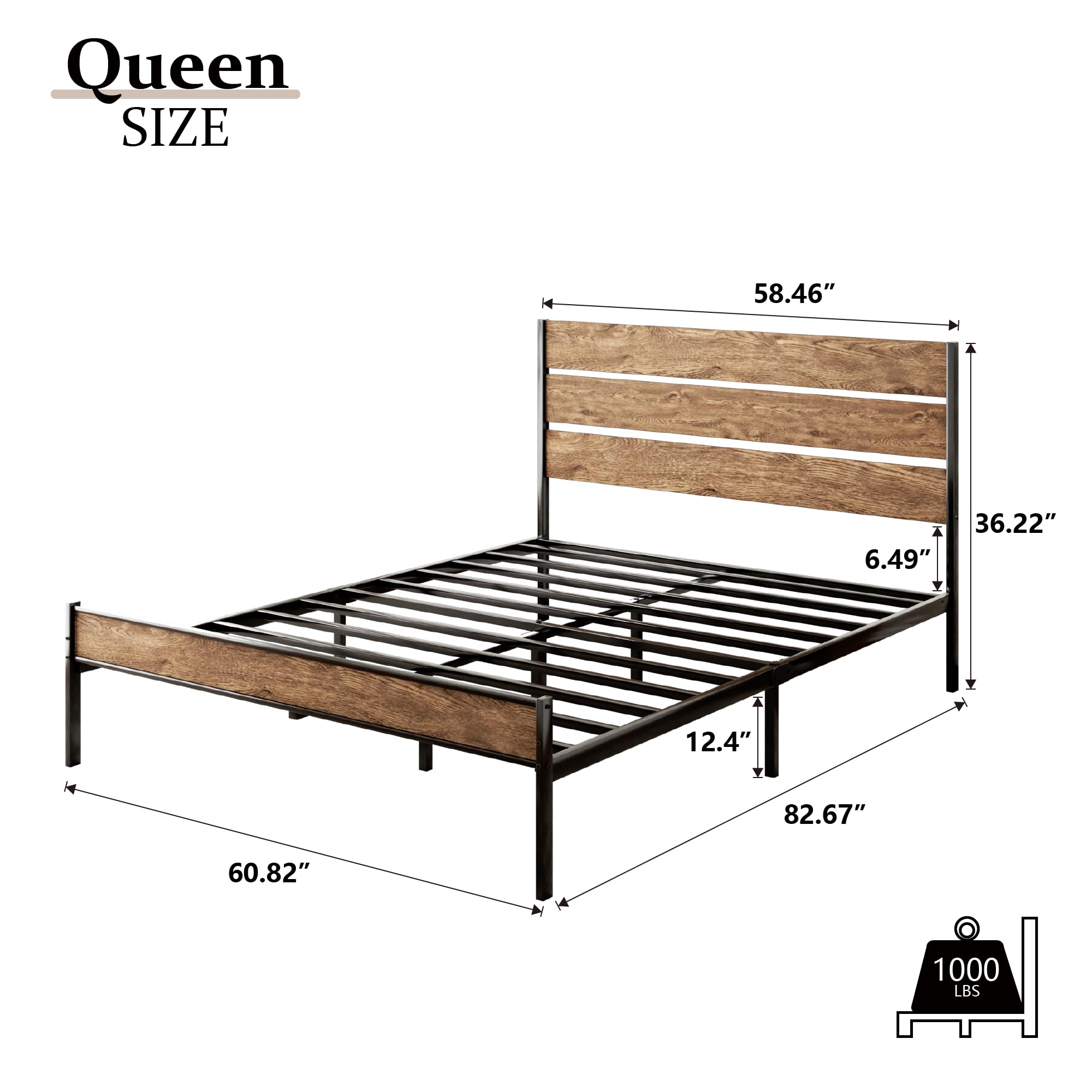 ウッドプラットフォームベッド　クイーンサイズ Amazon｜CXVX クイーンサイズ メタルプラットフォーム ベッドフレーム
