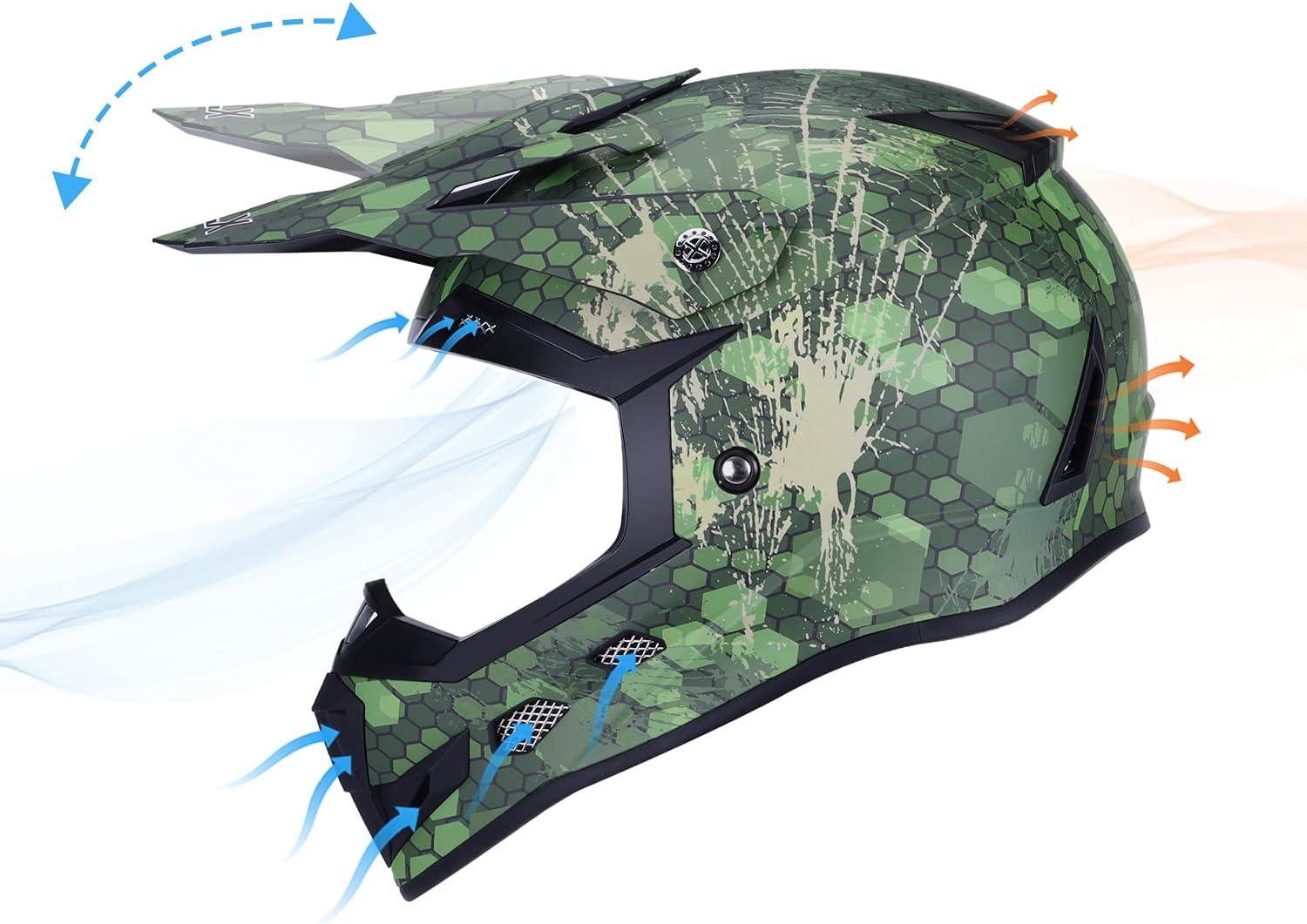 GLX GX623 Youth ATV/Dirt Bike Helmet Combo - Camo, Large - DOT