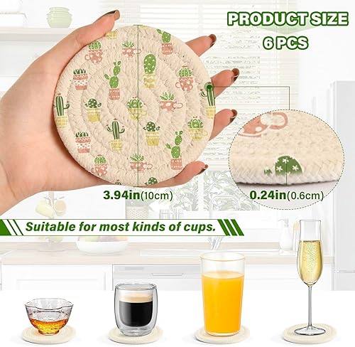 Miniatura 3 de Juego de 6 posavasos y soporte de cactus para tazas minimalistas Porta Vasos para Mesas