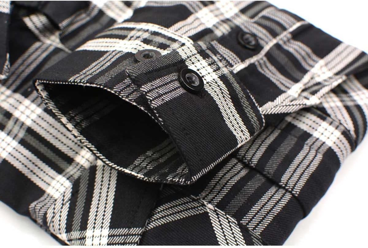 Milwaukee Leather MNG11646 Men's Flannel Plaid Shirt Black and White Long Sleeve Cotton Button Down Shirt - Image 2