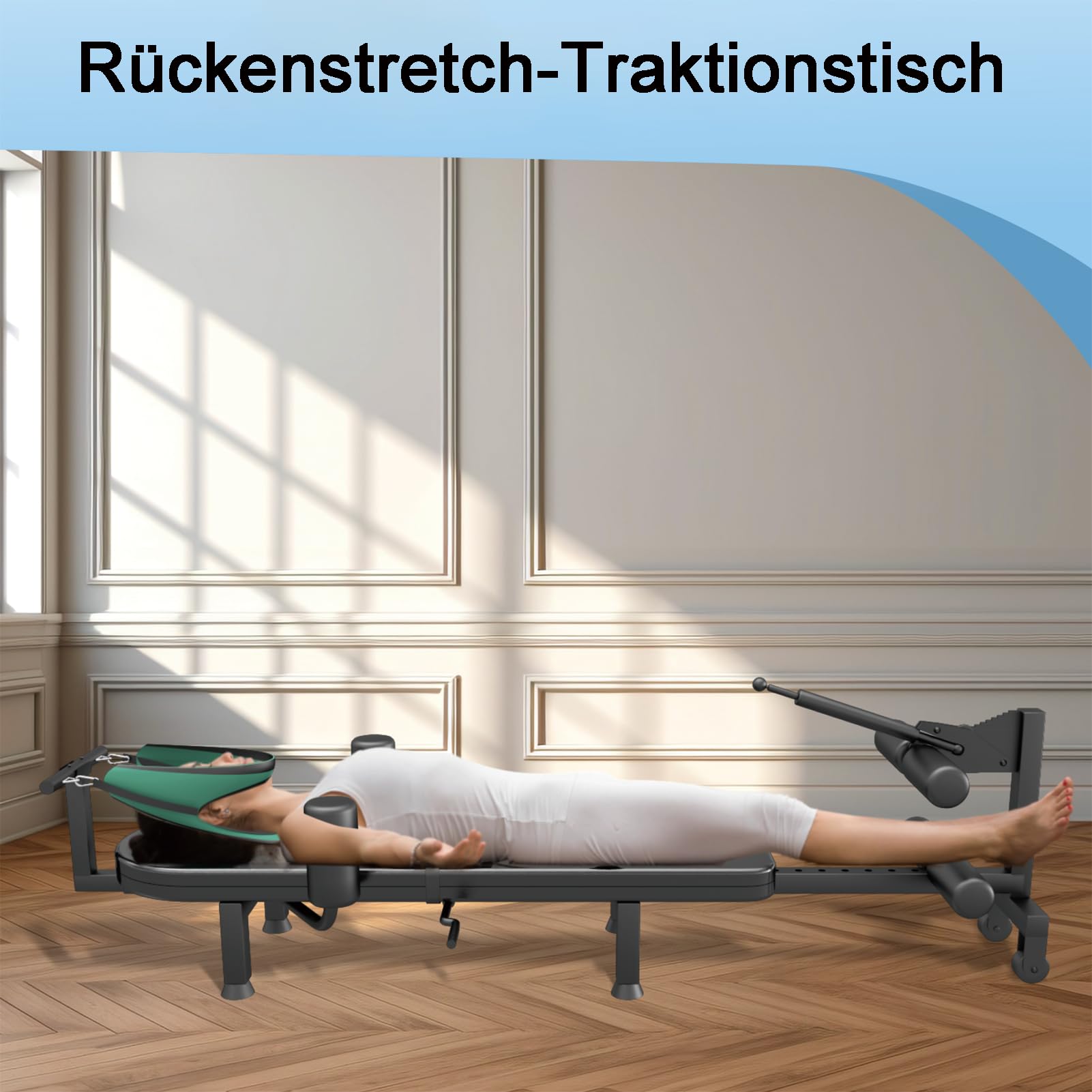 Rücken-Stretch-Bank, Rückenstreck-Traktions-Inversionstisch mit 150 kg Belastbarkeit, 150cm-190cm Mobile Rückenstreck Dekompressionsbank for Home Fitness