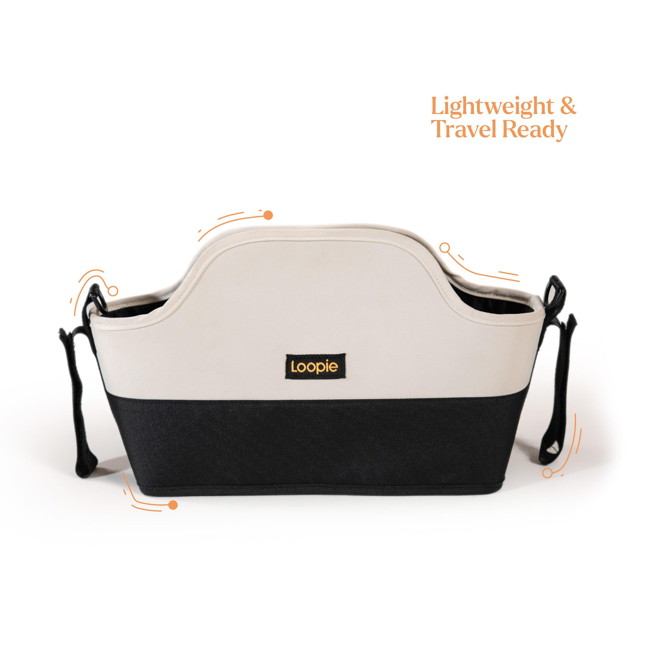 Loopie Organiser Bag Baby Stroller Organiser Bag | Caddy Bag | Universal Fit | Magnetic Closure | Ivory Marble 1
