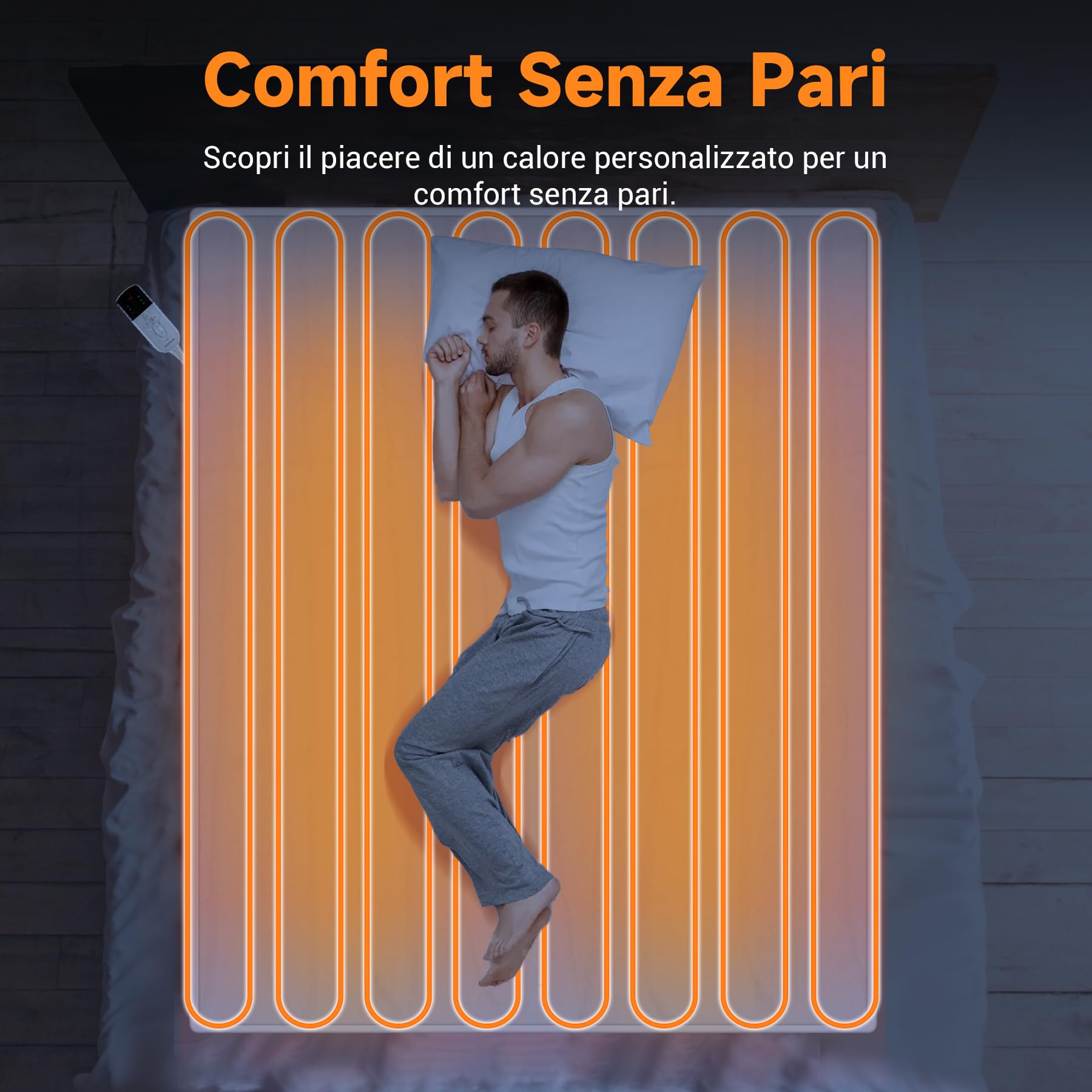 LEEVOT coperta termica 150 x 80 cm, 3 Temperature Regolabili coperta riscaldante elettrica, Antimite, Lavabile, Spegnimento Automatico, 2 Controller, Timer Programmabile.