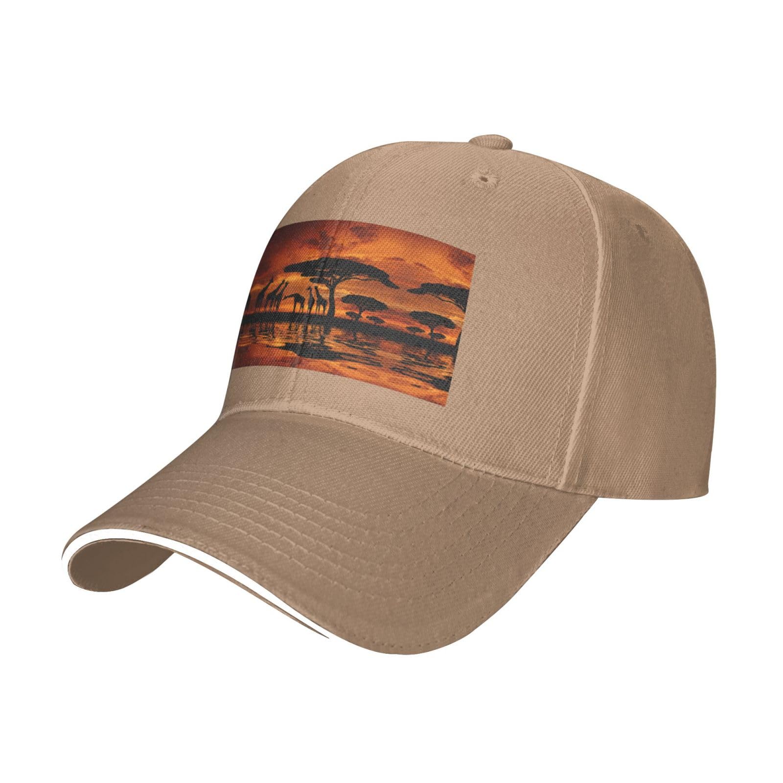 MELPHI Giraffe Under The Tree in Africa Print Casquette,Baseball Cap Adjustable for Outdoor Sports Hats Natural