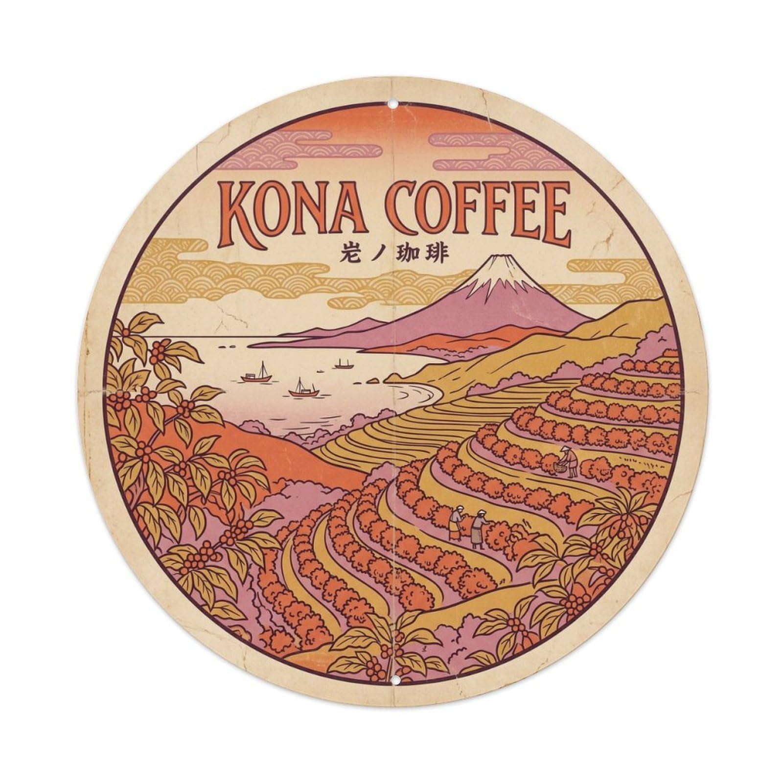 Hawaii Island Coffee Farm Culture Travel Metal Tin Sign