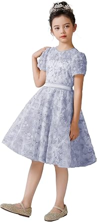 dideyttawl Short Flower Girls Dress Birthday Party Lace Tulle Dresses 754S