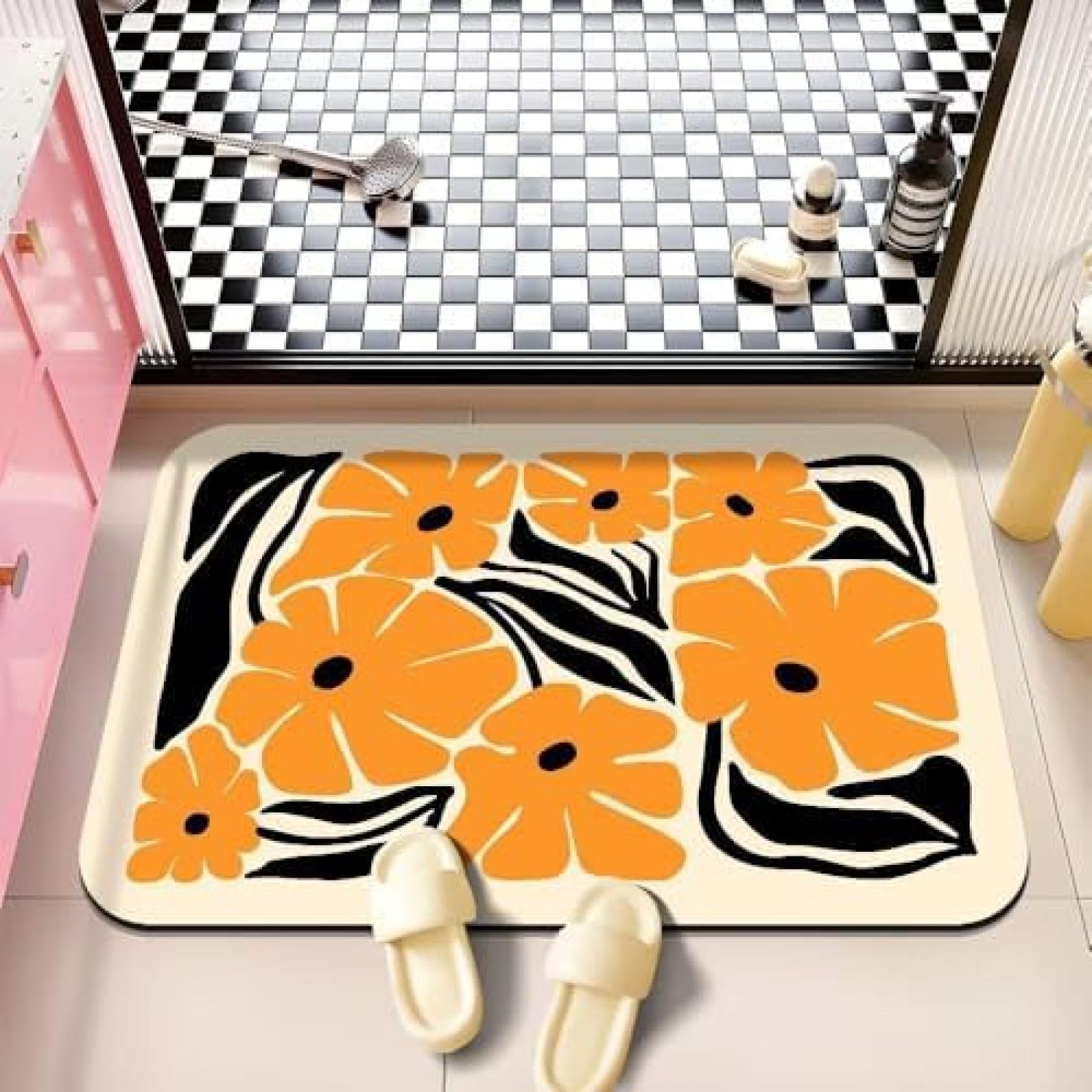 Tapis de salle de bain en pierre de diatomite premium anti-dérapant 60x90