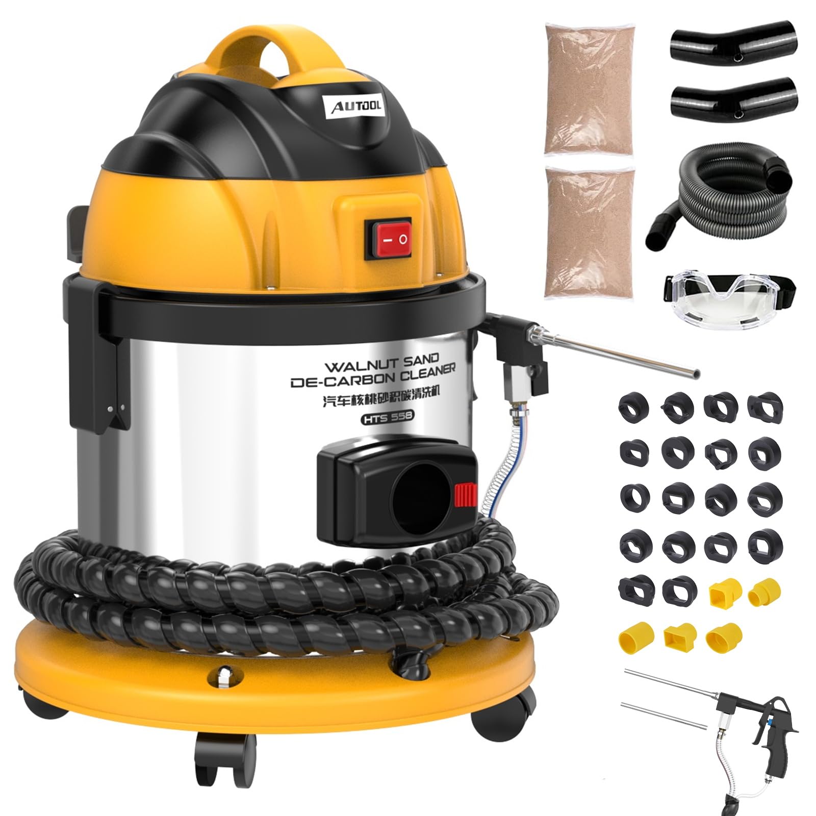 AUTOOL HTS558 Sabbiatrice di Noce, Macchina Pulizia Valvola Aspirazione Motore 220 V 23 Adattatori