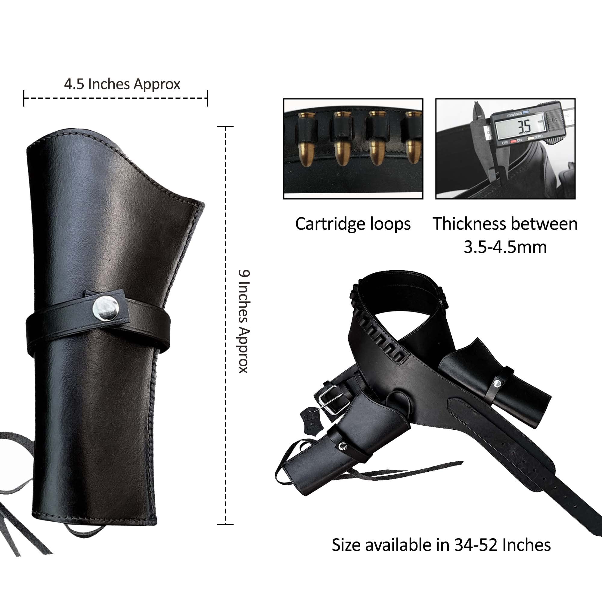 Hulara Full Grain DD Harness Buff Leather Western Gun Holster for Men Heritage Rough Rider 357 Magnum Holster Cowboy Gun Belt and Holster .38/.357 Cal Revolver Holster - Image 4