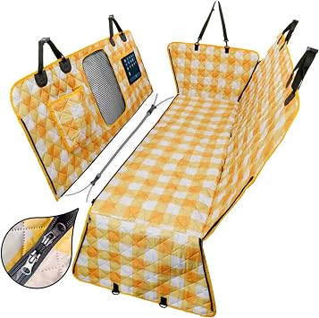 NIBHZ Dog Car Seat Cover - Boot Liner for Dogs Non-Slip Car Boot Protector Scratchproof Dirt Resistant Side Bumper Protection Adjustable Straps Boot Cover for Suvs Trucks Cars,Yellow