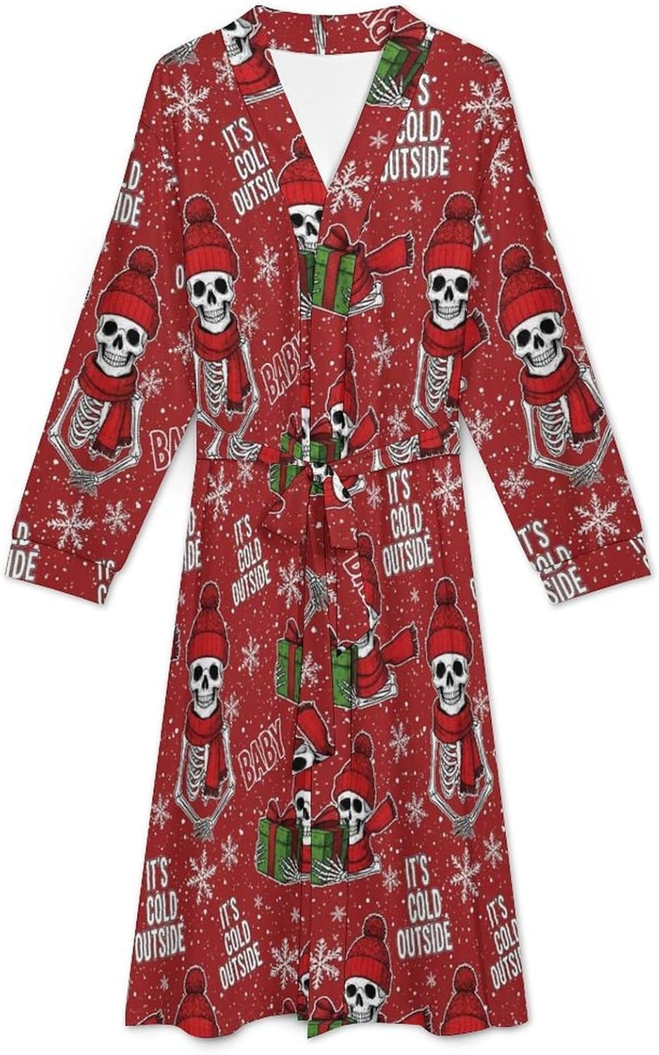 Womens Kimono Robe with Belt, Open Front Long Sleeve Robes Full-Length, Cute Lightweight Bathrobe for Mom, Wife