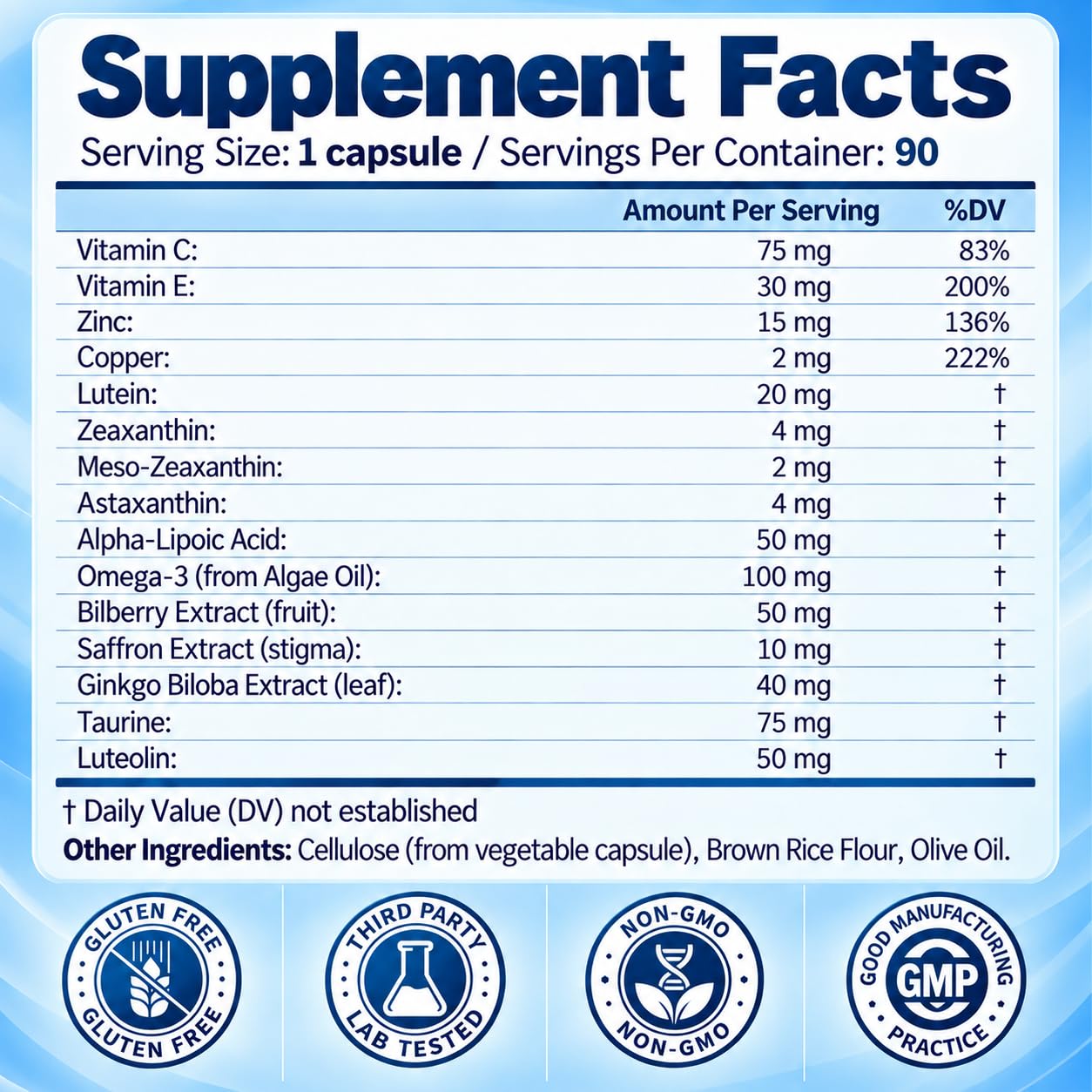 15-in-1 Advanced Eye Formula, Lutein Zeaxanthin Eye Vitamins, 90 Capsules — Amazon image 3