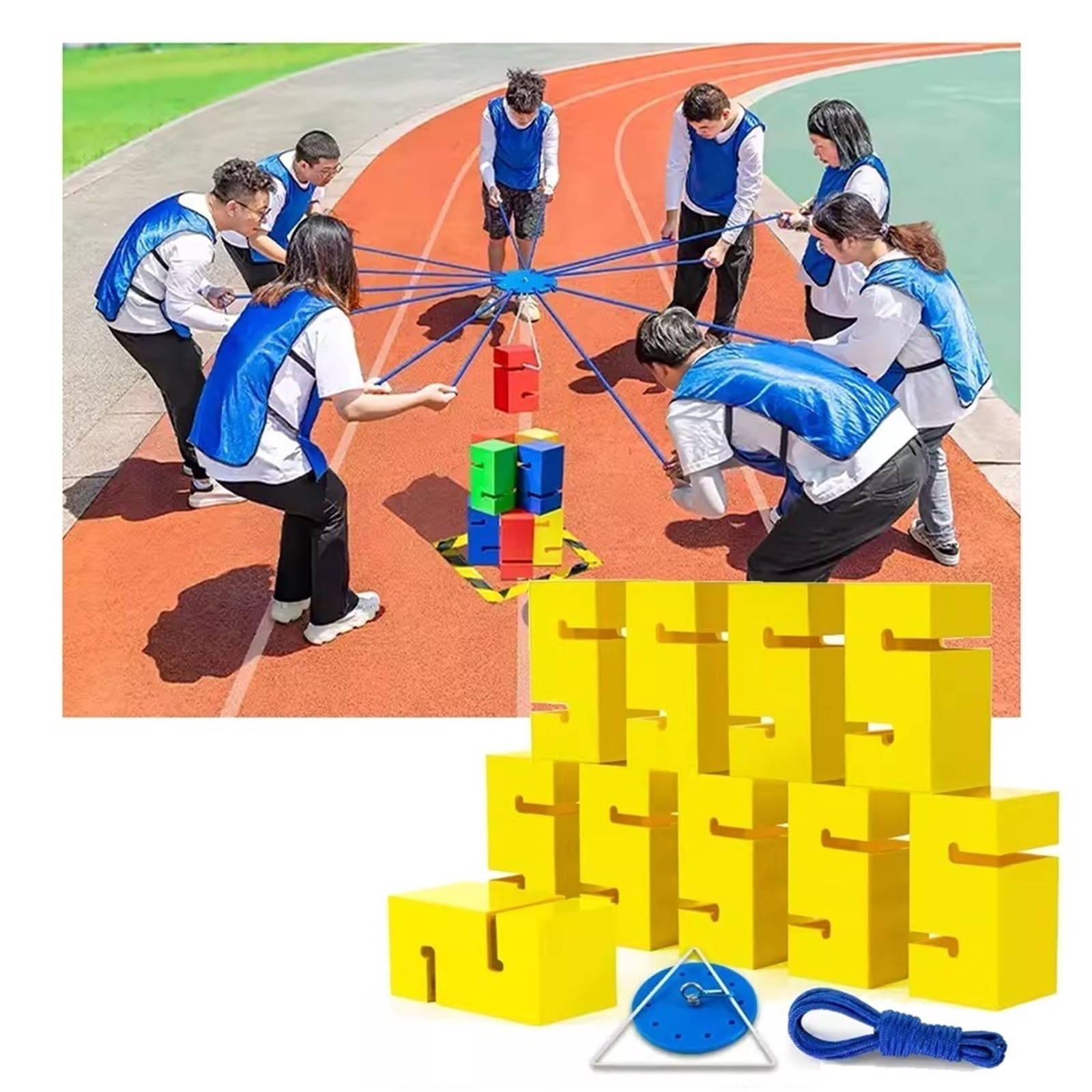 Team Building Block Tower Game - Outdoor Group Activity for Enhancing Communication and Fun