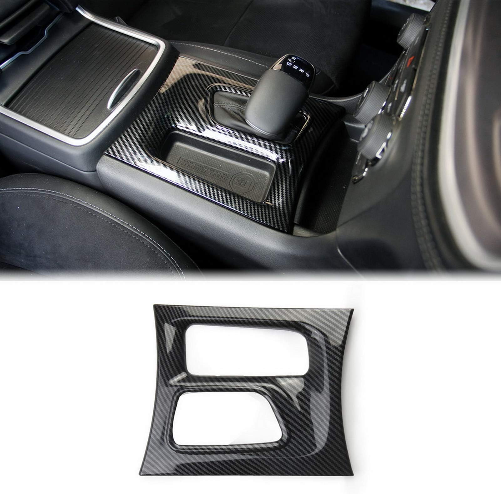 crosselec Carbon Fiber Central Control Gear Shift Panel Trim Fit for Dodge Charger 2015+ (Black)