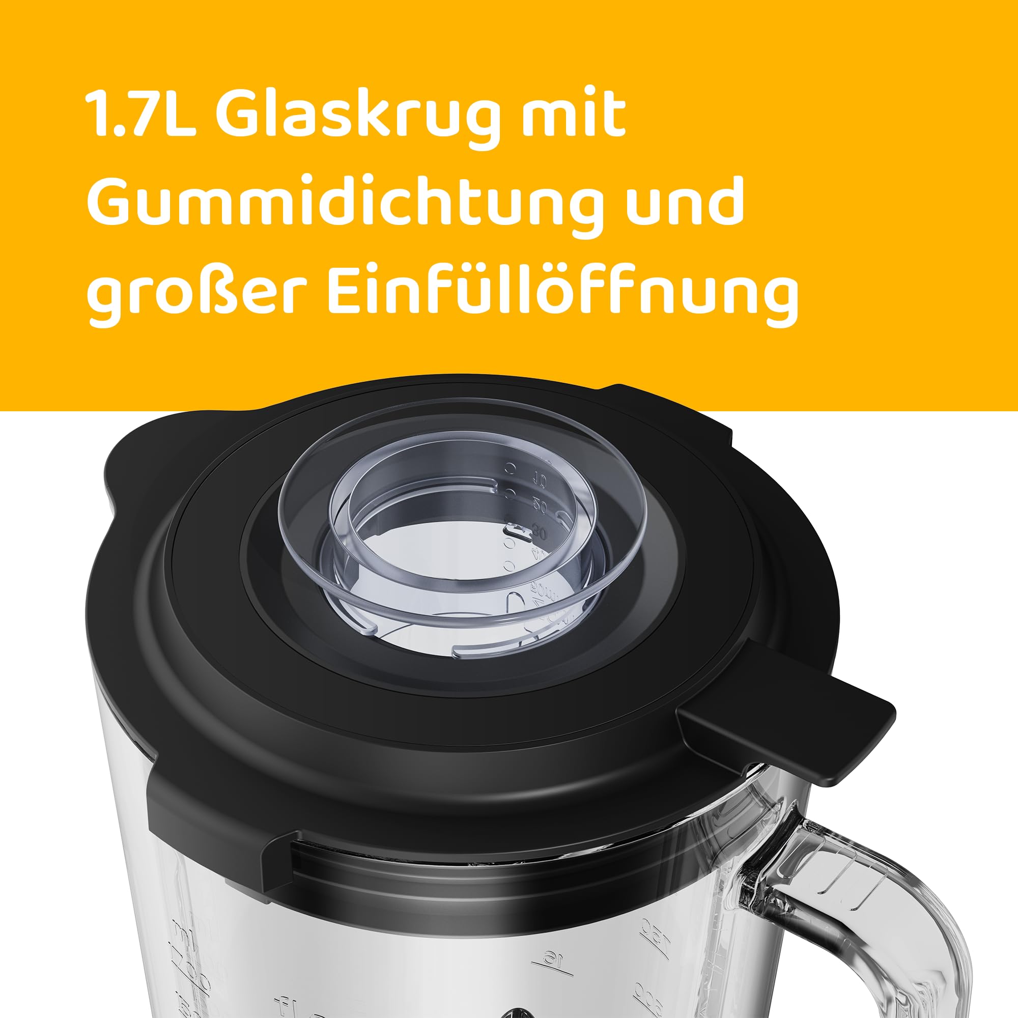 Power Blender - Linea Tegno – Profi Standmixer & Smoothie Maker – 1400W Hochleistungsmixer mit 1,7L Glasbehälter, LED-Display & 250ml Kaffeemühle – Edelstahl