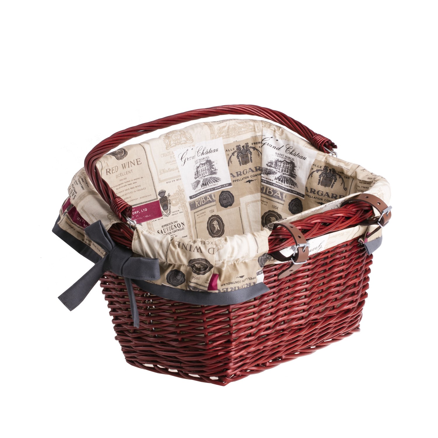 Panier Vélo En Osier PP 33,5x24x22 Cm – Démontable, Crochets Rapides, Pour Guidon Avant (vintage)