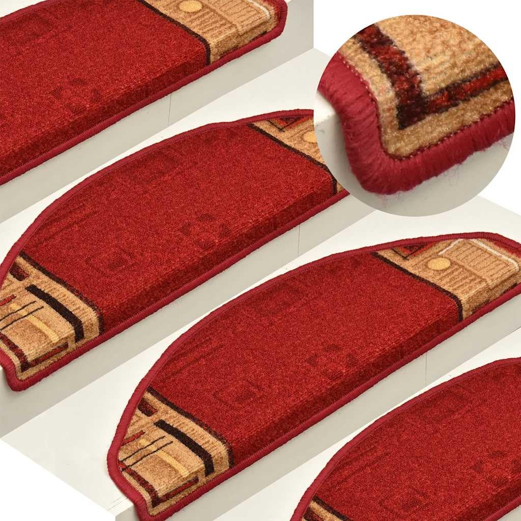 Stufenmatten Selbstklebend 5 Stück 65x21x4 cm Rot Treppenstufen Matten, Teppich Innen für Treppen, rutschfest Stufenmatten Treppenteppich