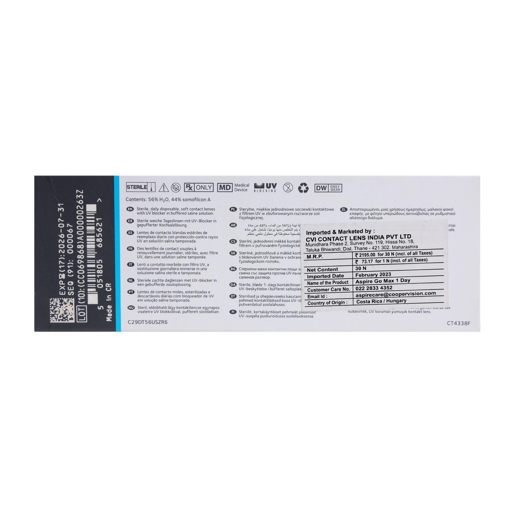 Clariti 1 Day Multifocal Tageslinsen weich, 30 Stück, Presbyopia, Silikon-Hydrogel
