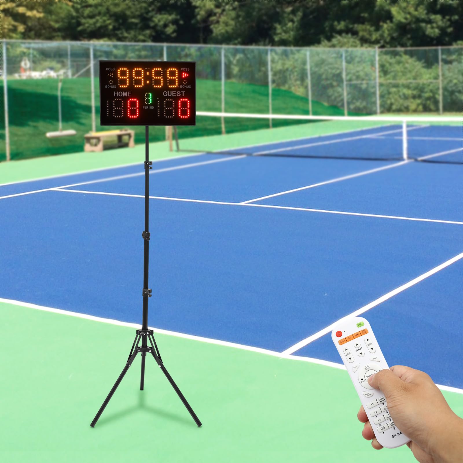 FFanhia LED Basketball Digital Scoreboard with Remote and Stand, Portable Corded and Battery Powered Score Keeper with Buzzer, Countdown Timer & Score for Sports Games