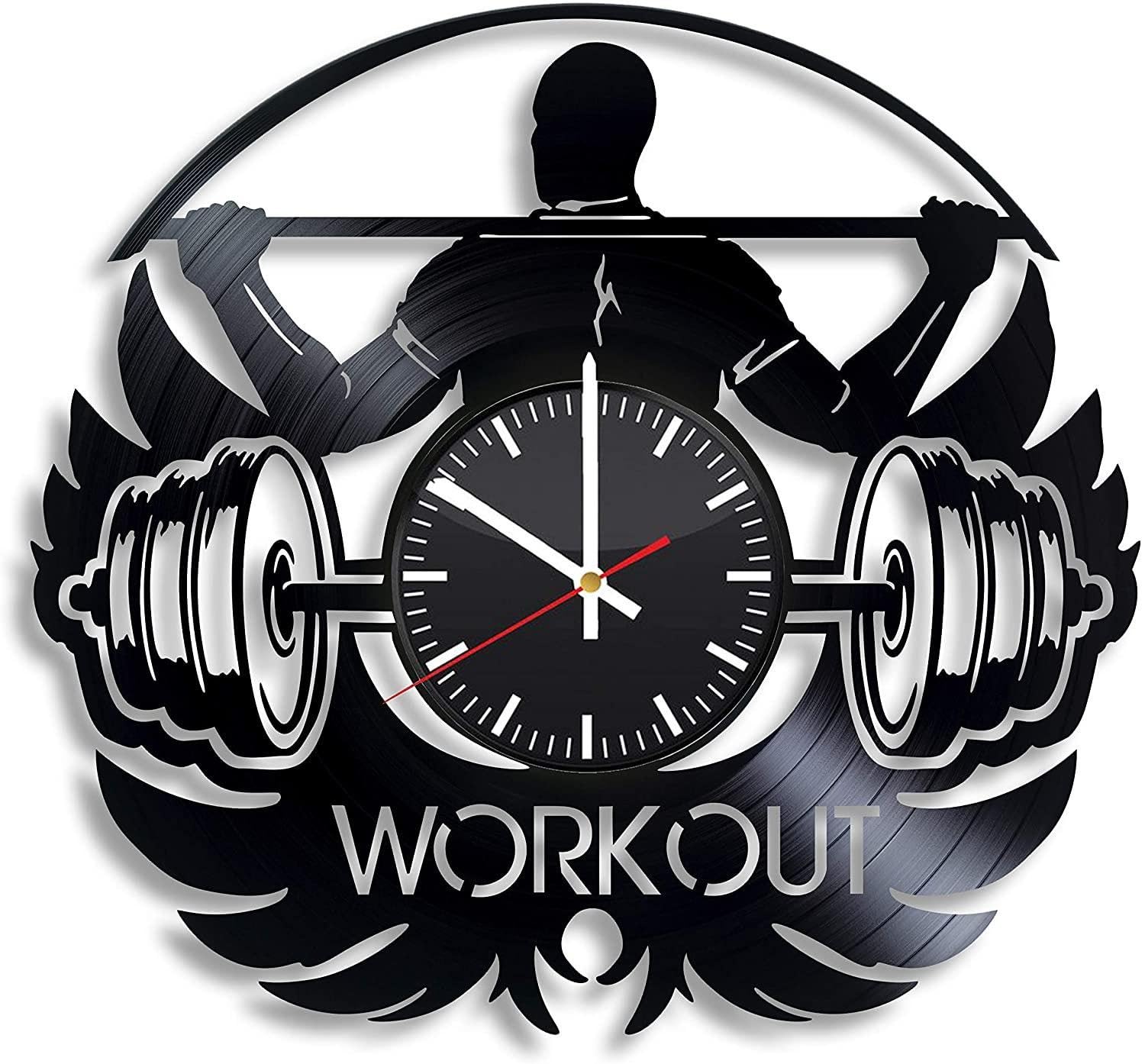 Horloge murale vinyle gym décoration vintage pour le sport