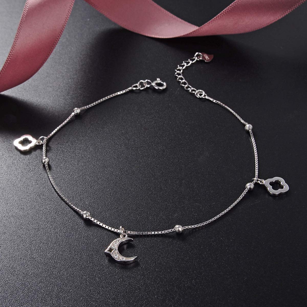 cavigliera Corea 925 Sterling Silver Cavigliera Studentessa di Moda Femminile Catena del Piede retrò, Accessori Moda, Regali di Compleanno