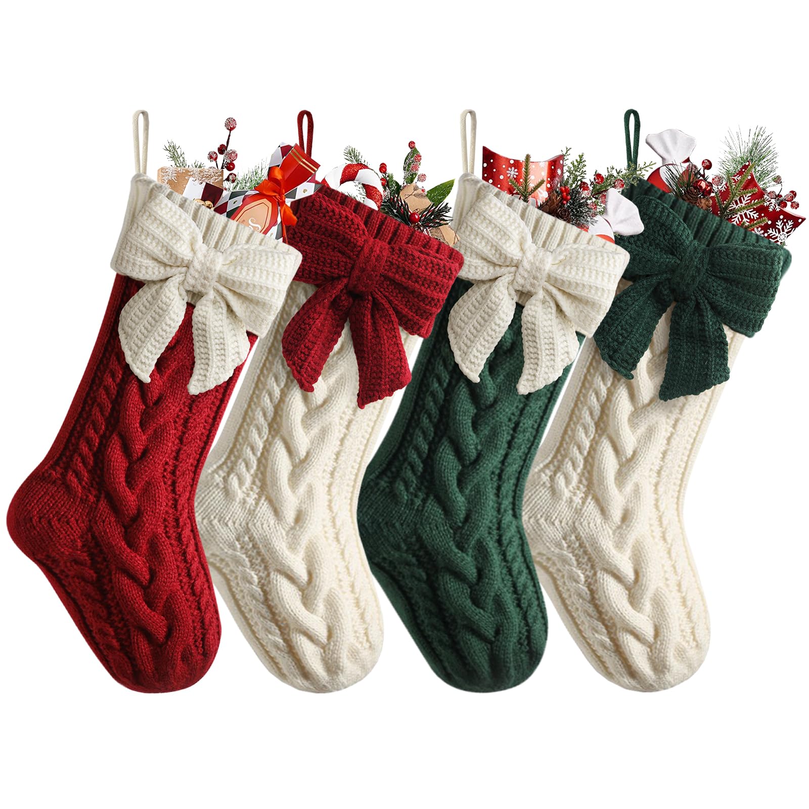 Personalised Christmas Stockings 18" Large Custom Name Bow Xmas Stocking
