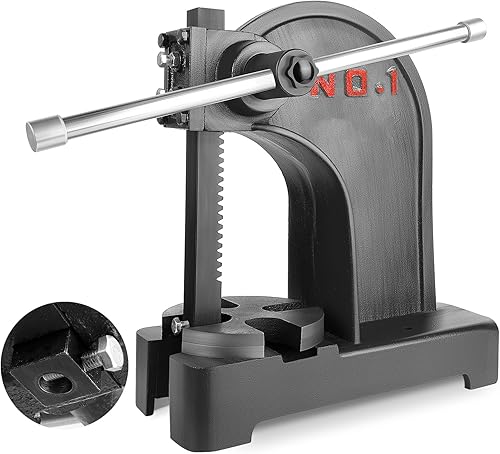Prensa de eje de 1 tonelada con volante, altura máxima de 5.5 pulgadas, prensa manual de escritorio de hierro fundido, prensa manual de precisión