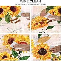 Vista 58 de Mantel ajustable de girasol, patrón de campo rural inspirado en el arte popular, casa de campo, granja, mantel impermeable para interiores y Verde