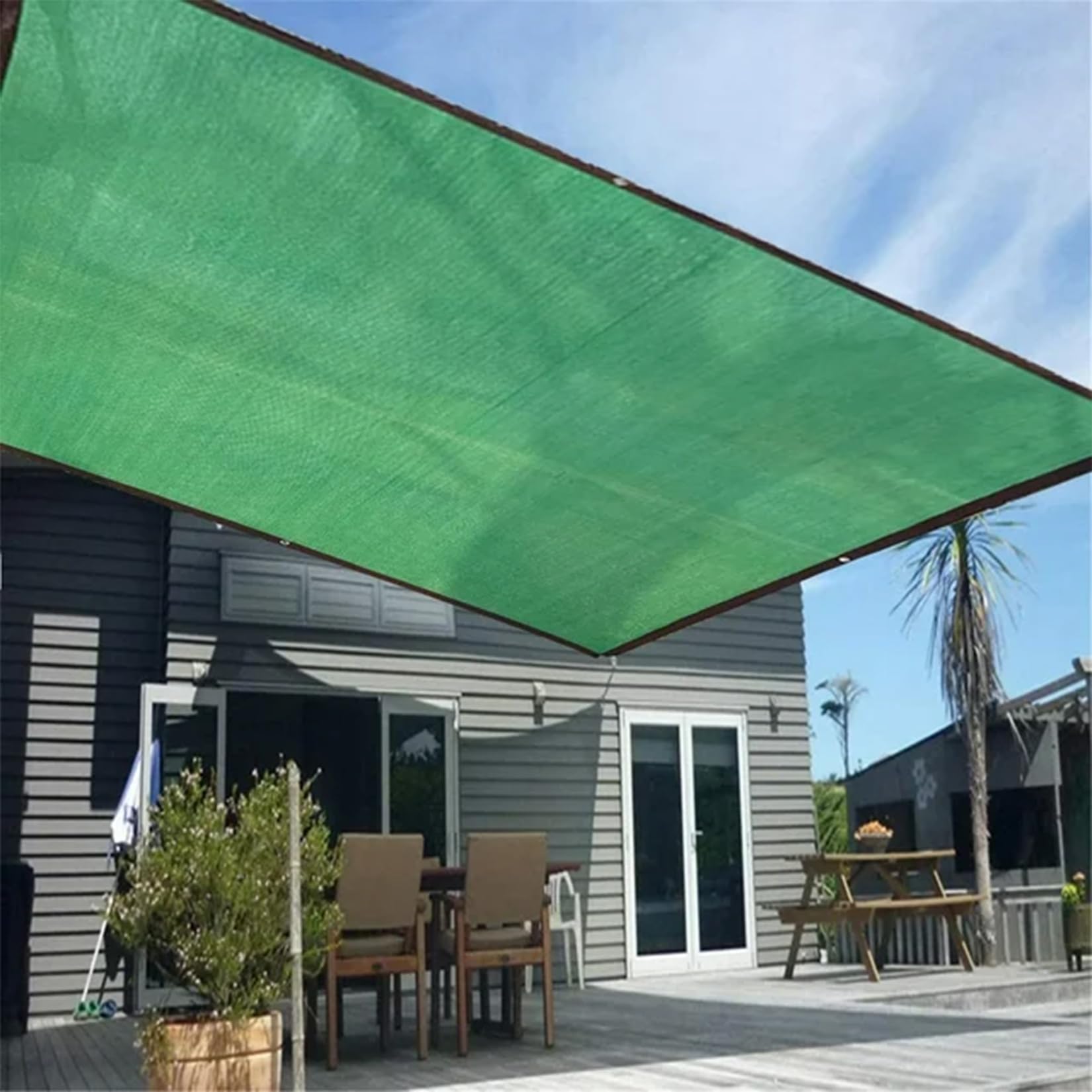 Toldo Rectangular de 4 m x 9 m, Resistente a los Rayos UV, Color Verde, Ideal para terrazas, porches, Patios y cenadores. Transpirable Exteriores. Protección Solar