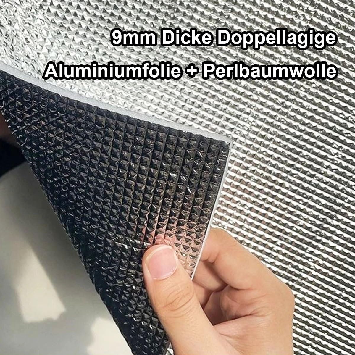 9 mm Dicke Wärmeisolierung Aluminisierte Isolierfolie Sonnenschutzfolie 99% Uv-Schutz, Reflektierende Fensterfolie mit Saugnapf für Fenster Innen oder Außen(110x120cm)