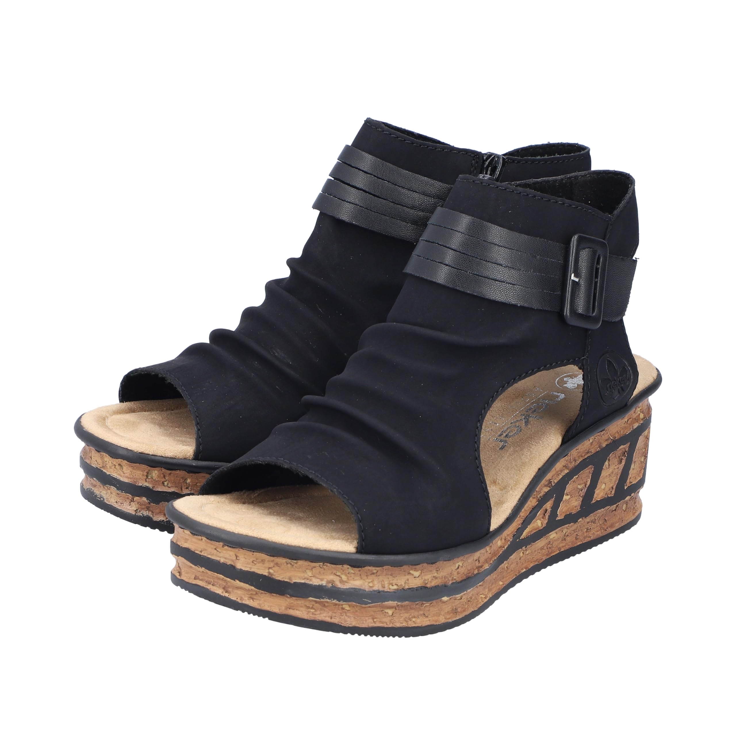 Rieker 68191-00 Damen Keilsandalette Synthetik schwarz schwarz