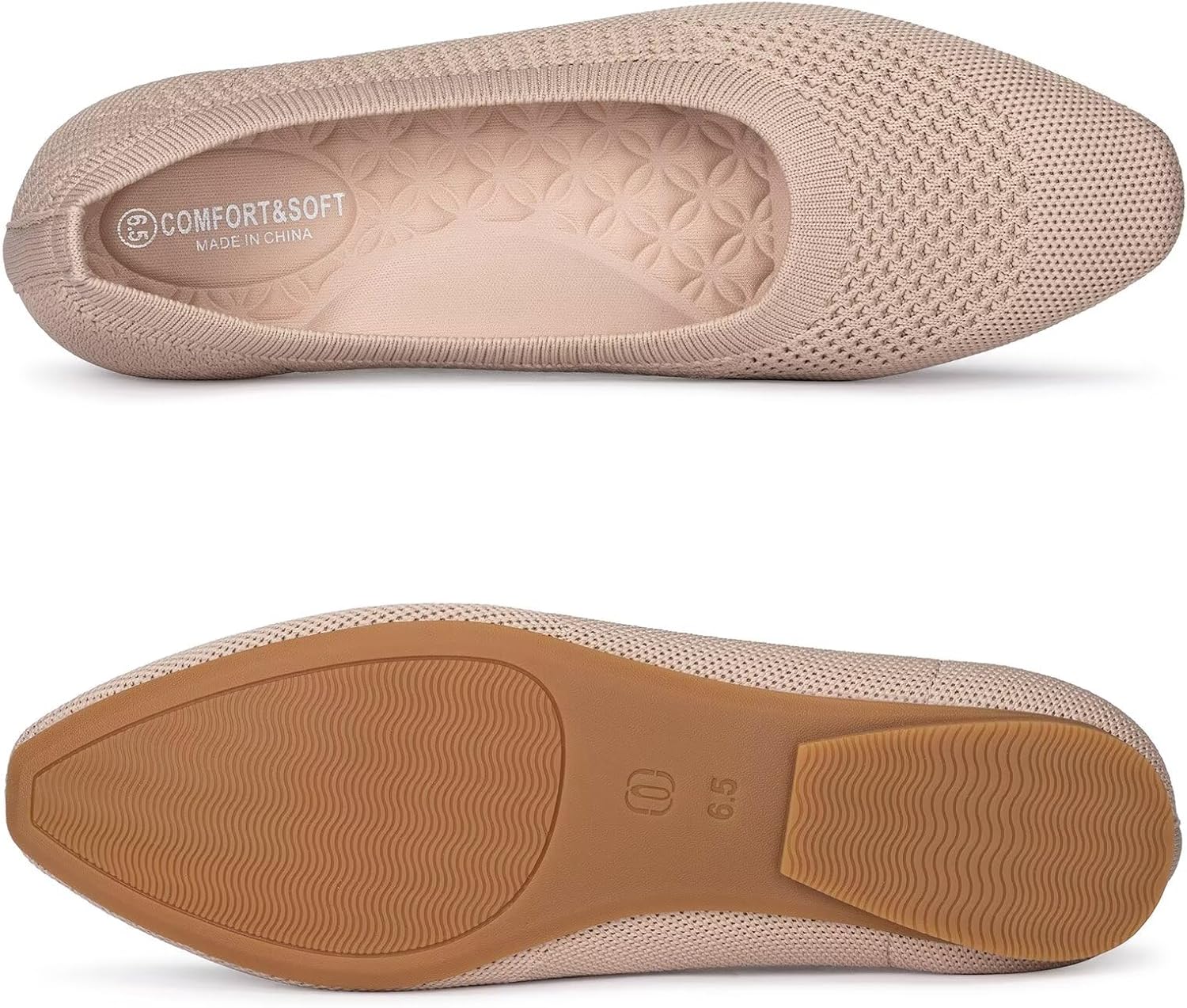 Frank Mully Square Toe Flats for Women Breathable Mesh Knitted Shoes with Arch Support for Walking, Travel & Daily Wear - Image 4