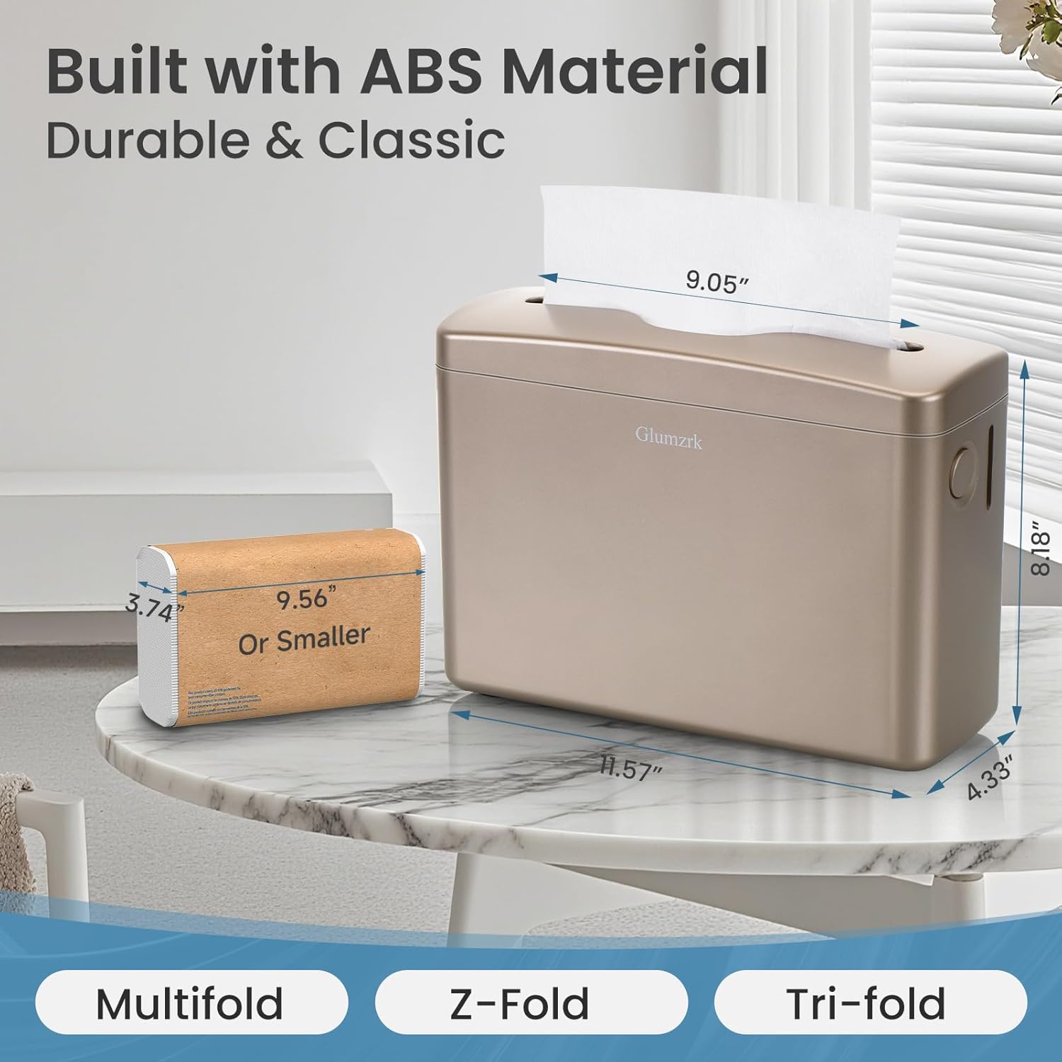 Countertop Paper Towel Dispenser Universal Fit for Multifold, Z-Fold Trifold Hand Towels, Commercial Napkin Dispenser for Bathroom Home Kitchen Toilet ABS Paper Towel Holder (Champagne Gold) - Image 3