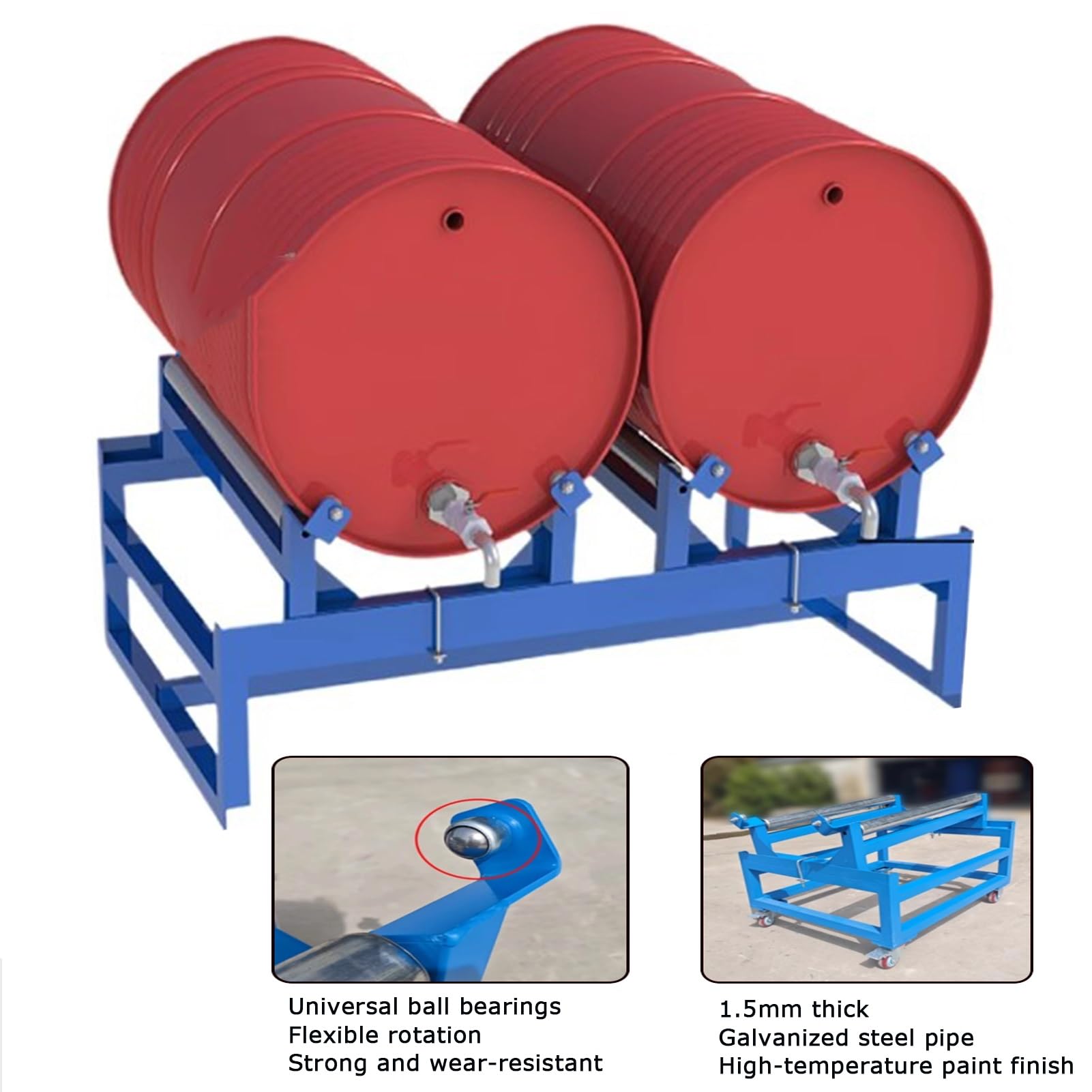 Tubo Acero 1,5 Mm Cuna Bidones 55 Galones con Plataforma A Prueba Fugas Estante Bidones Aceite Alta Resistencia Capacidad Carga: 1000-6000 Kg Estante Drenaje Aceite(125x125x68cm)