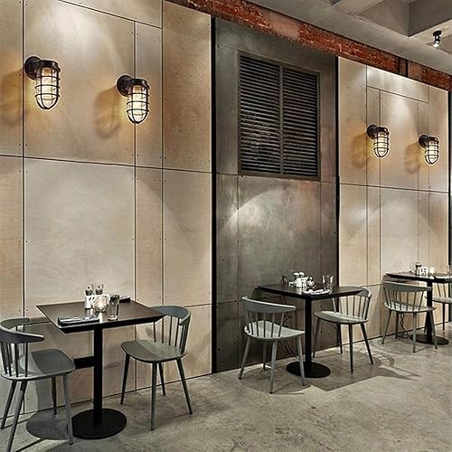 Miniatura 7 de MSLRYGM Creative Wrought Iron Glass Wall Lamp Retro Metal Cage Industrial Style Nautical for Bar Bedroom (Black)