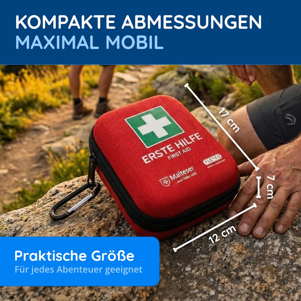 GoLab ® EHBO-set voor motorfiets, klein en compact, verbandtas conform DIN 13167 met veiligheidsvest geschikt voor alle Europese landen (Oostenrijk, Zwitserland, Italië, Duitsland, enz