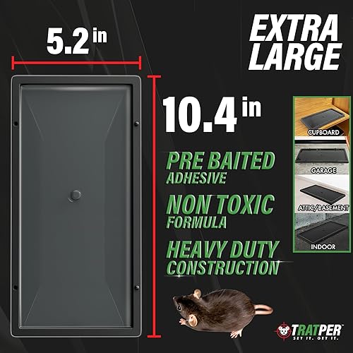 Miniatura 3 de TRATPER - Trampas de pegamento para ratones, ratas, serpientes, lagartos, insectos. 12 unidades. Adhesivo pre-atraído de fuerza extra. Bandeja de