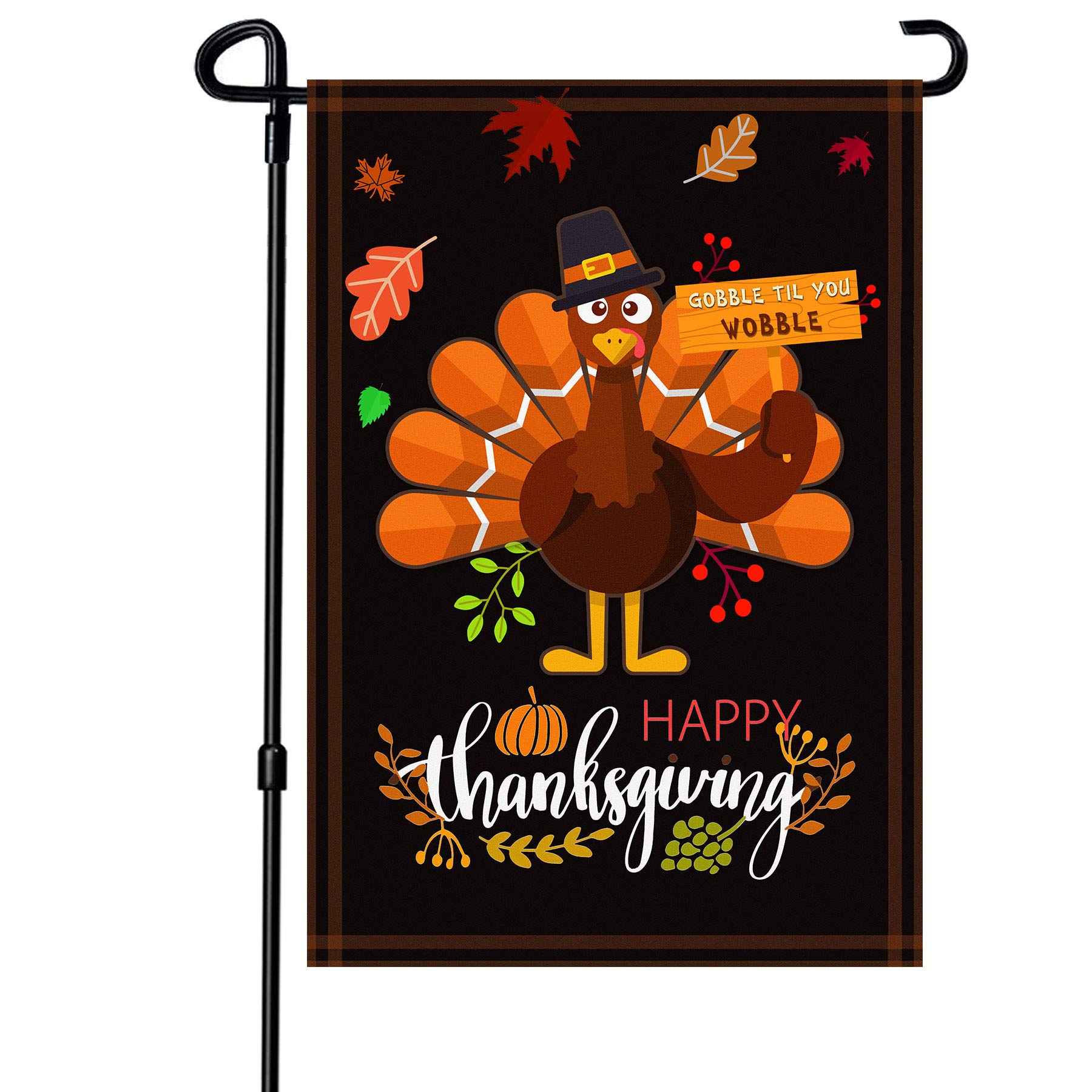 (SIMILAR TO STOCK PHOTO)Thanksgiving Garden Flag,Happy Thanksgiving Flags 12 x 18 Inch Thanksgiving House Flag Double-Sided 2 Layer Thanksgiving Turkey House Flag For Thanksgiving Decoration