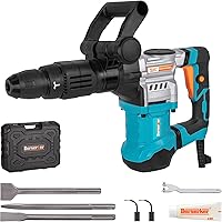 Berserker 55HD 1300W SDS-Max Demolition Hammer - 16lb 11Amp Jackhammer for Concrete Breaker, Tile Removal, Chipping | Case + 3 Chisels