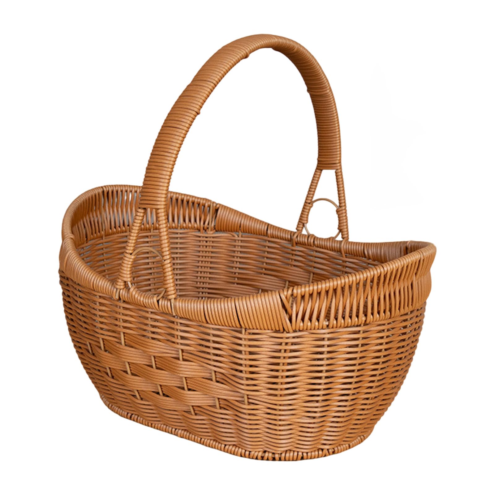 Woven Basket for Vegetables Eggs and Fruits Easy to Clean Imitation Rattan Flower Basket with Handle Fruits