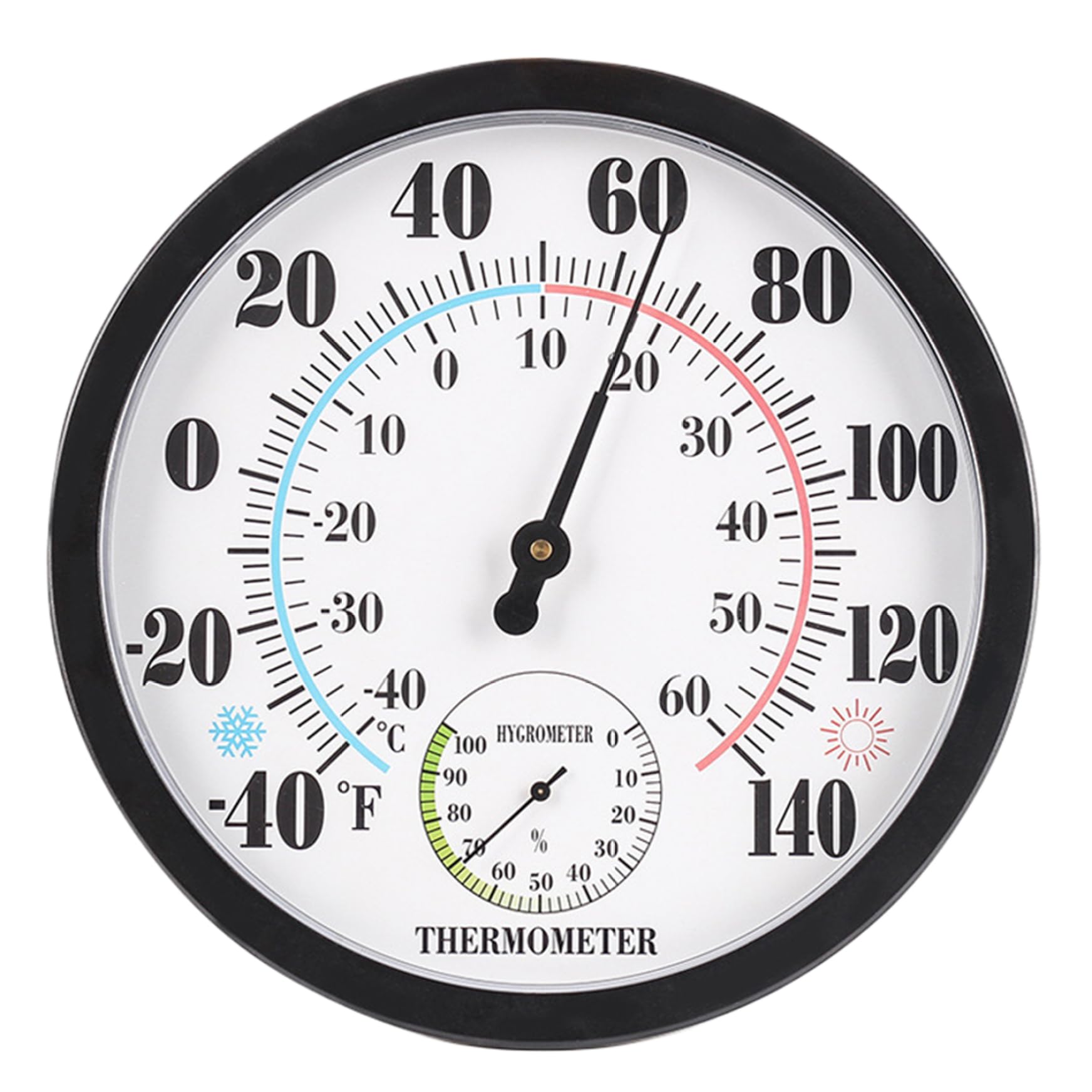 Hygrometer, Indoor Outdoor Thermometer Round 10in Hygrometer Mechanical Weather Station Waterproof Accurate Minimalist Temperature Gauge for Home Factory, Indoor Outdoor Thermometer