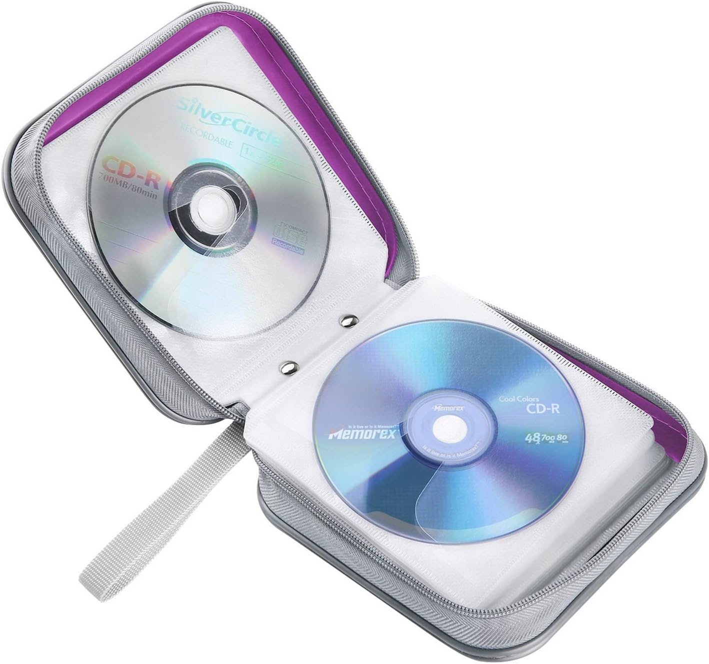 DVD Case, Siveit CD Case Holders DVD Binder Wallet Hard Plastic 48 Capacity CD/DVD Disc Cases Storage Binder for Car Home Office Travel (Purple)
