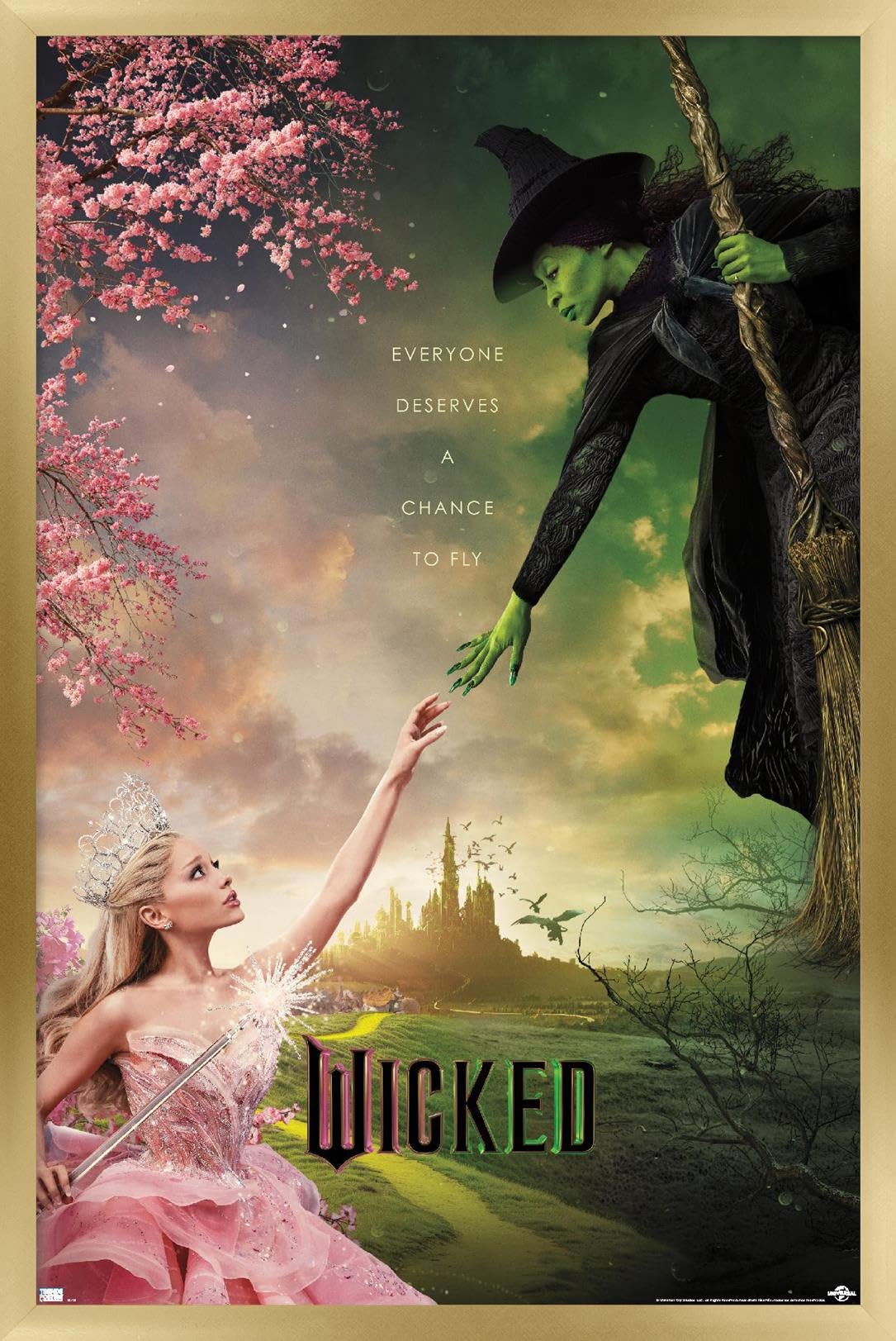 Wicked - One Sheet Wall Poster, 34L" x 22.4W", Gold Framed Version