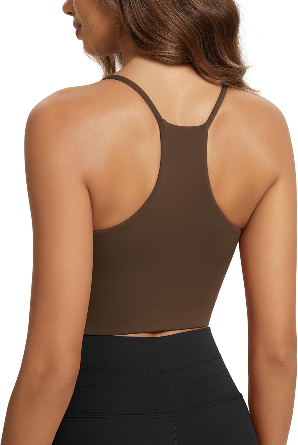 ODODOS Halter Sports Bra for Women Non Padded Strappy Cropped Tops Workout Yoga Crop