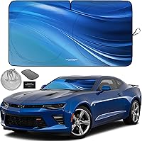 Vista 88 de Autoamerics Parasol de Parabrisas de Una Pieza - Parasol Cromado Líquido Plegable para Ventana Delantera de Auto para Carros SUV Camión - Protector