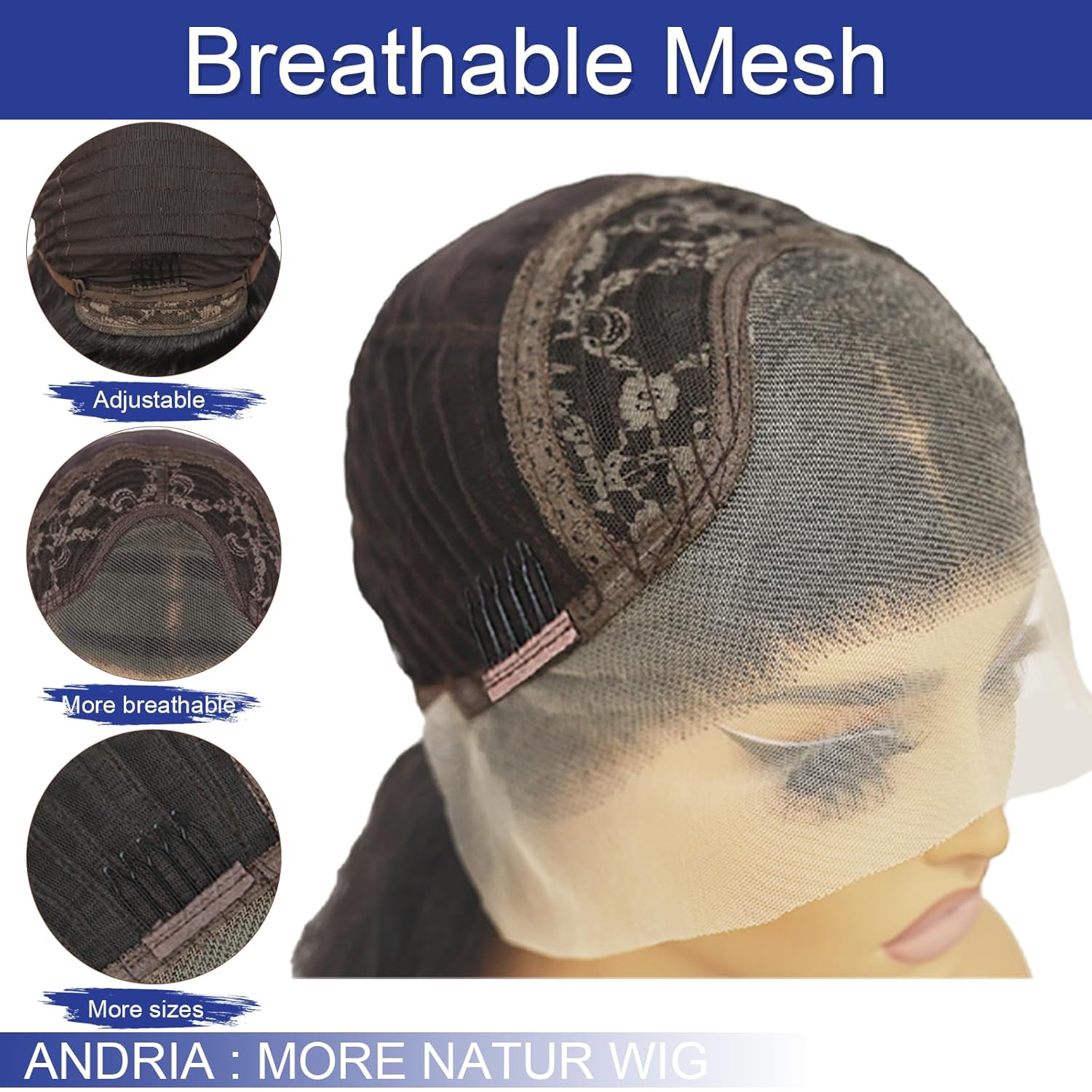 ANDRIA 13x4 Lace Front Wigs 200% Density Lace Front Wig Pre Plucked Glueless Wigs Natural Straight Synthetic 13x4 HD Lace Frontal Wigs for Black Women 26 Inch (Blue Highlight on Black)