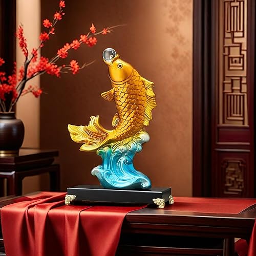Miniatura 3 de FUNSXBUG Estatua de pez chino grande de Feng Shui de 13.3 pulgadas, estatua coleccionable, decoración de Feng Shui, decoración del hogar, oficina,