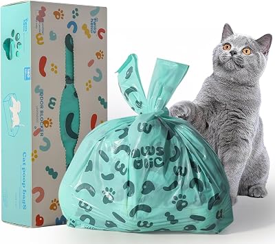 Cat Litter Disposal Bags and Dog Poop Bags with Handle,Cornstarch Based Extra Thick and Leak Proof Poop bags for Kitty and Doggy180 Count 1.1 Gallon,Lavender Scent