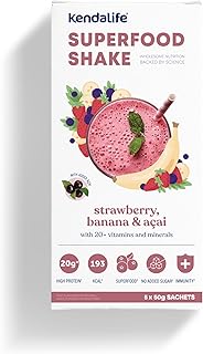 Kendalife Super Food Healthy Diet Shake Strawberry Banana & Acai, High Protein 20g, Low Calorie, No Added Sugar, Vitamins and Minerals, Reduced Lactose